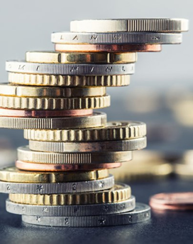 A crooked stack of coins